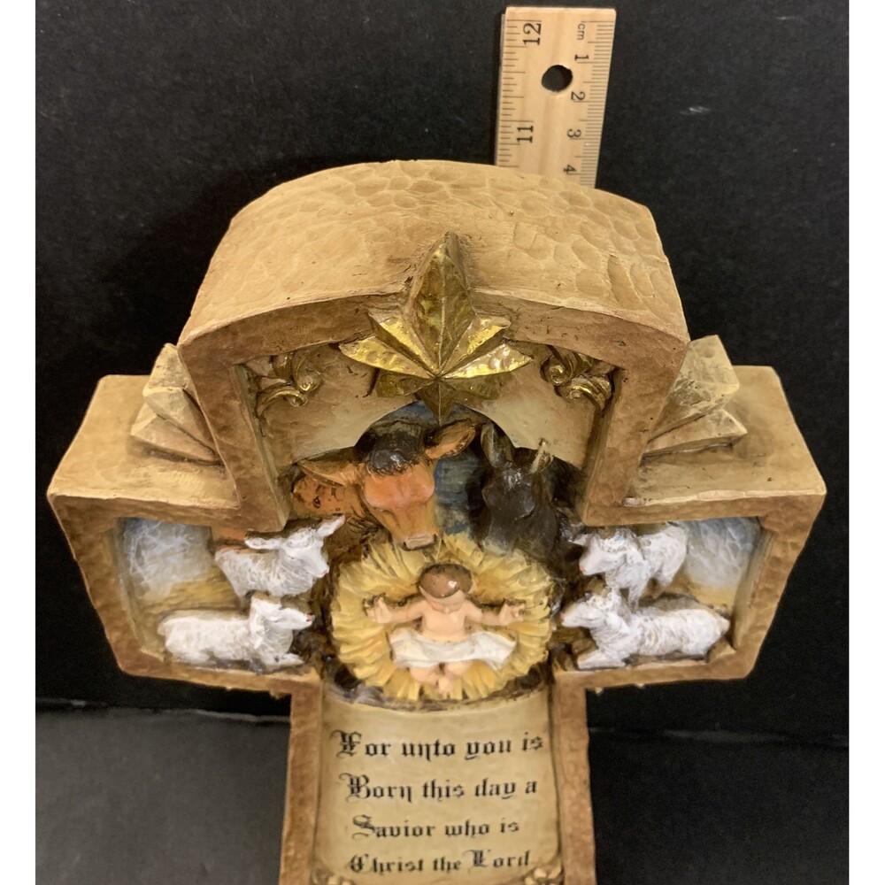 Avalon Gallery Milagros For Unto You is Born Manger Cross Figurine - Picture 6 of 7